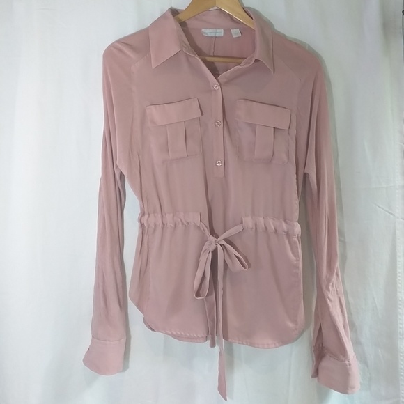 New York & Company Tops - New York & Company Rose Pink Long Sleeve Blouse